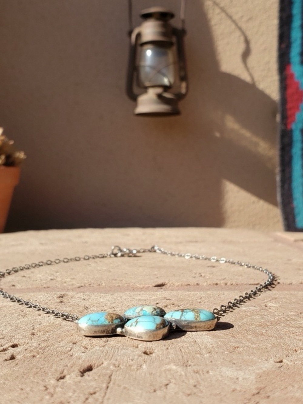 Golden Hills Turquoise Bar Necklace in Matted Solid Sterling Silver - Picture 4 of 9
